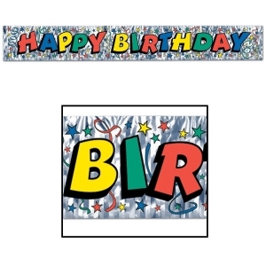 Club Pack of 12 Metallic Multi-Colored Happy Birthday Fringe Banner Hanging Decorations 5' - All