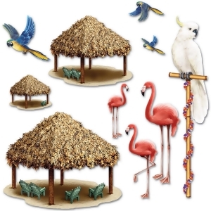 Club Pack of 120 Insta-Theme Luau Themed Tiki Hut and Tropical Bird Luau Photo Props 50 - All