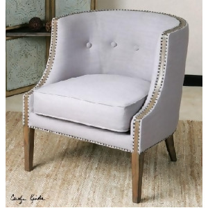 30 Light Gray Barrel Back Weathered Pine Accent Chair - All