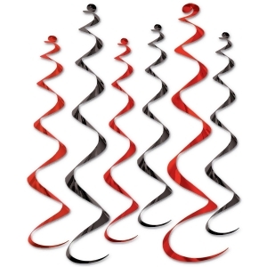 Club Pack of 36 Metallic Black and Red Twirly Whirly Hanging Decorations 36 - All
