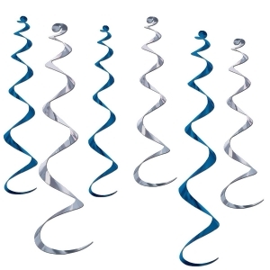 Club Pack of 36 Metallic Blue and Silver Twirly Whirly Hanging Decorations 36 - All