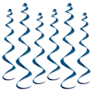 Club Pack of 36 Metallic Blue Twirly Whirly Hanging Decorations 36 - All