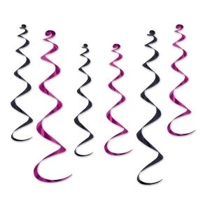 Club Pack of 36 Metallic Cerise and Black Twirly Whirly Hanging Decorations 36 - All