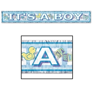 Club Pack of 12 Metallic Blue It's A Boy Baby Shower Fringe Banner Hanging Decorations 5' - All