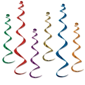 Club Pack of 36 Metallic Multi-Colored Twirly Whirly Hanging Decorations 36 - All