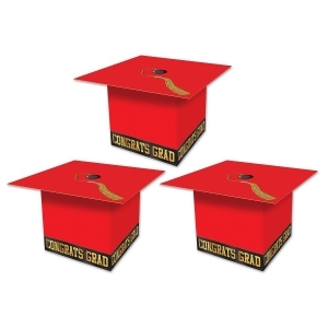 Club Pack of 36 Decorative Red Hot Graduation Cap Favor Boxes 3.25 - All