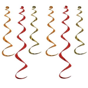 Club Pack of 36 Metallic Gold Red and Orange Twirly Whirly Hanging Decorations 36 - All