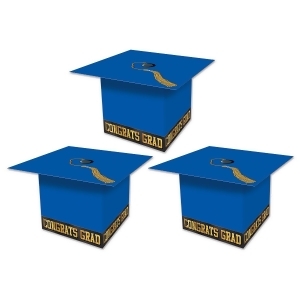 Club Pack of 36 Decorative Cobalt Blue Graduation Cap Favor Boxes 3.25 - All