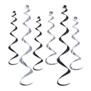 Club Pack of 36 Metallic Black and Silver Twirly Whirly Hanging Decorations 36 - All