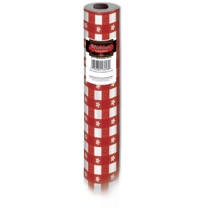 100' Red and White Gingham Disposable Plastic Banquet Party Table Roll - All