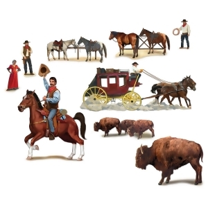 Club Pack of 108 Wild West Character and Animal Wall Decorations 4.3' - All