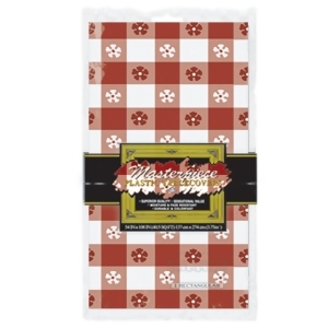 Club Pack of 12 Red and White Gingham Disposable Plastic Rectangular Decorative Table Covers 108 - All