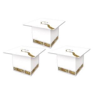 Club Pack of 36 Decorative Ivory White Graduation Cap Favor Boxes 3.25 - All