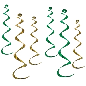Club Pack of 36 Metallic Green and Gold Twirly Whirly Hanging Decorations 36 - All