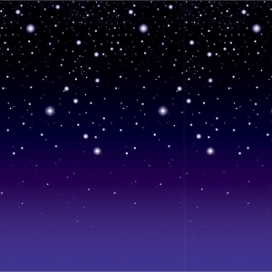 Pack of 6 Purple and Black Night Filled with Stars Party Backdrop 30' - All