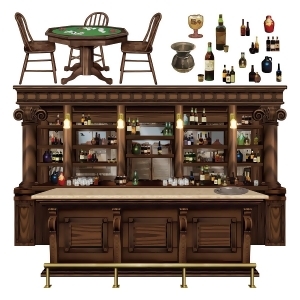 Club Pack of 180 Western Saloon Bar Poker Table and Bottles Wall Decorations 63 - All