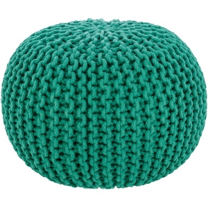 20 x 14 Hermosa Peppermint Green Hand Crafted Cotton Round Pouf Ottoman - All