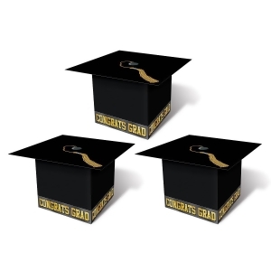 Club Pack of 36 Decorative Jet Black Graduation Cap Favor Boxes 3.25 - All