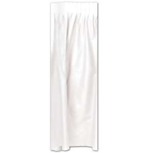 Pack of 6 White Pleated Disposable Plastic Picnic Party Table Skirts 14' - All
