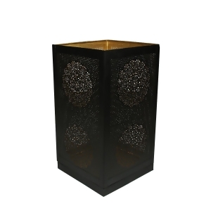 17 Black and Gold Moroccan Style Floral Cut-Out Pillar Candle Lantern - All