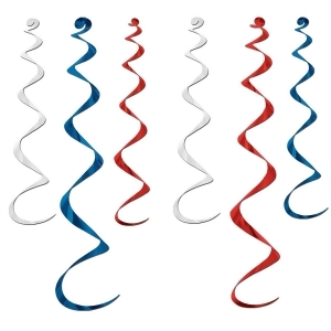 Club Pack of 36 Metallic Red White and Blue Twirly Whirly Hanging Decorations 36 - All