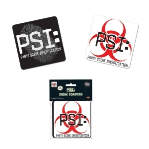 Club Pack of 96 Black White and Red Psi Party Scene Investigation Drink Coasters 3.5 - All