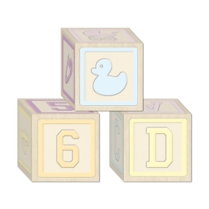 Club Pack of 36 Decorative Pastel Baby Blocks Party Favor Boxes 3.25 - All