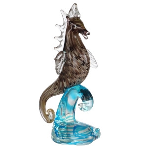 13 Clear and Nautical Blue Sea Horse Decorative Hand Blown Glass Figurine - All