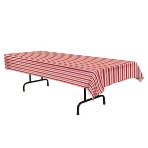 Club Pack of 12 Red and White Striped Rectangular Tablecover 54 x 108 - All