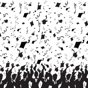 Pack of 6 Black and White Graduation Photo Backdrop Party Decorations 30' - All