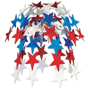 Club Pack of 12 Hanging Patriotic Metallic Red White and Blue Star Cascade Party Decorations 24 - All