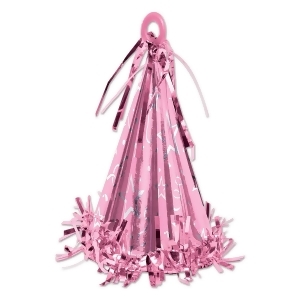 Club Pack of 12 Pink Party Hat Balloon Weight Decorative Birthday Centerpieces 6 oz. - All