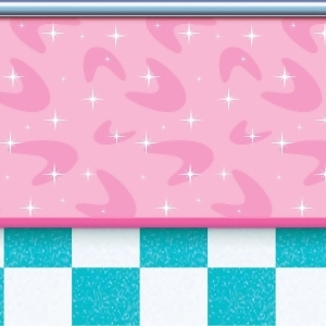 Pack of 6 Pink Teal and Pearl 50's Inspired Soda Shop Photo Backdrop Party Decorations 30' - All