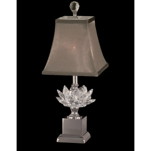 17.25 Lucinda Clear Crystal Lamp with Silver Fabric Pagoda Shade - All
