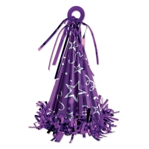 Club Pack of 12 Purple Party Hat Balloon Weight Decorative Birthday Centerpieces 6 oz. - All