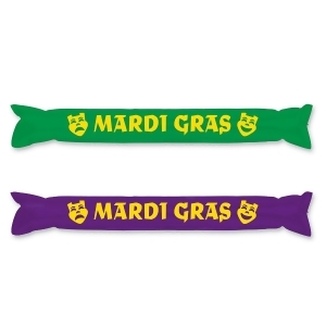 Club Pack of 24 Green and Purple Mardi Gras Inflatable Make Some Noise Party Sticks 22 - All
