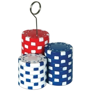 Pack of 6 Red White and Blue Poker Chips Photo/Balloon Holder 6 Oz. - All