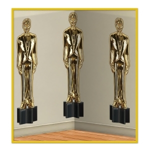 Pack of 6 Golden Award Male Statuettes Photo Backdrop Party Decorations 30' - All