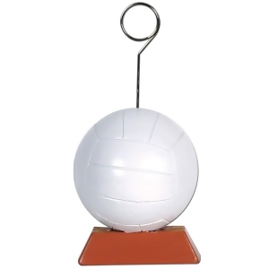 Pack of 6 White and Brown Volleyball Photo or Balloon Holder Party Decorations 6 oz. - All
