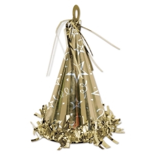 Club Pack of 12 Gold Party Hat Balloon Weight Decorative Birthday Centerpieces 6 oz. - All