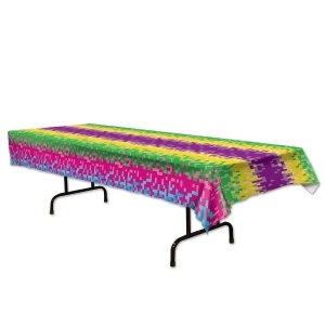 Club Pack of 12 Multi-Colored Disposable 8-Bit Plastic Banquet Party Table Covers 108 - All