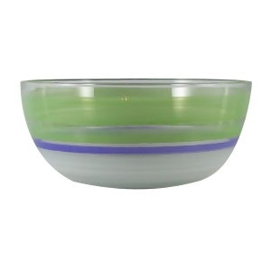 Blue Retro Stripe Hand Painted Glass Serving Bowl 11 - All