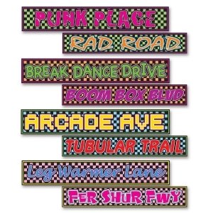 Club Pack of 48 Rad Colorful 80's Street Sign Cutout Decorations 24 - All
