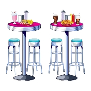 Club Pack of 24 50's Inspired High Table and Stools Photo Backdrop Party Decorations 5.3' - All