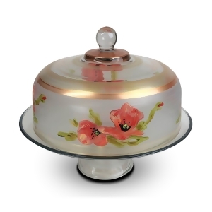 Pink Peony Floral Hand Painted Glass Convertible Cake and Pie Dessert Dome 13 - All