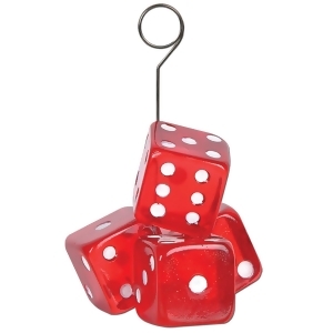 Pack of 6 Red and White Casino Night Dice Photo or Balloon Holder Party Decorations 6 oz. - All