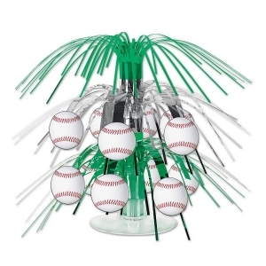 Club Pack of 12 Green and Silver Baseball Miniature Cascade Centerpieces Party Decorations 7.5 - All