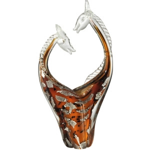 15.75 Tan Brown and Silver Affectionate Giraffes Decorative Hand Blown Glass Figurine - All