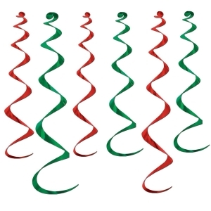 Club Pack of 36 Metallic Red and Green Twirly Whirly Hanging Decorations 36 - All