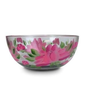 Pink Peony Floral Hand Painted Glass Serving Bowl 11 - All